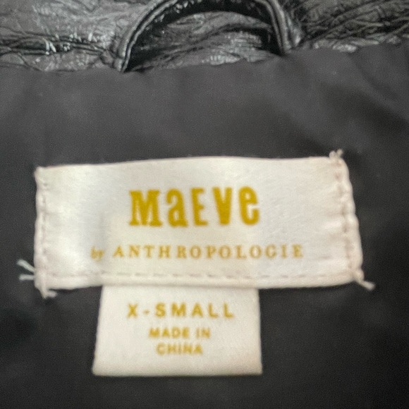 Maeve Crinkle Faux Leather Black Moto Jacket EUC - Picture 7 of 8